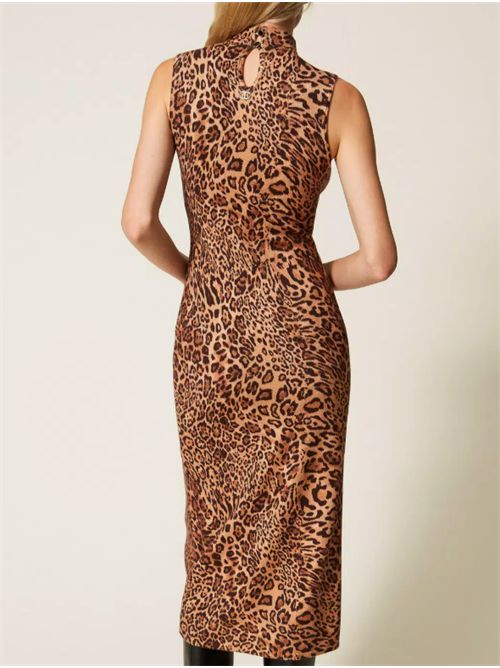 LONGUETTE DRESS ANIMALIER TWIN SET | 252TP361012737 ST.ANIM.COFFEE